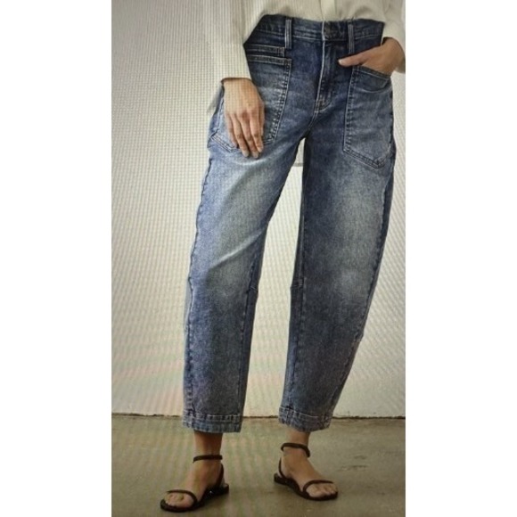 Ruti The Slouchy Jean Womens Size 6 Blue Vintage Wave Wash Barrel Elastic Boho - Picture 2 of 16